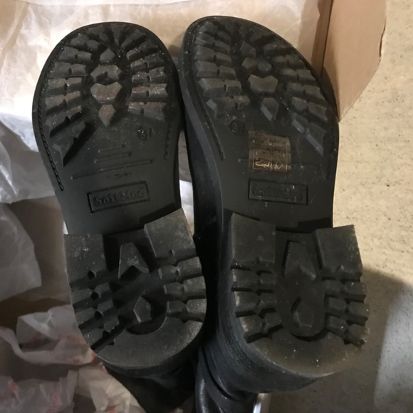 SoftMoc Mid Calf Combat Boots Women's Size 37 US 6 - 6.5 Black Zipper - Picture 4 of 5